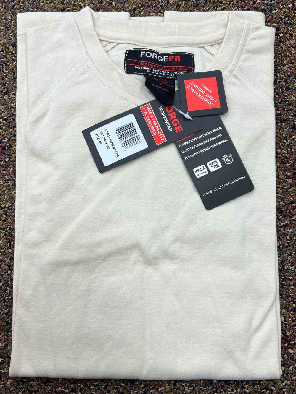 Men’s Flame-Resistant Long- Sleeve Fire Resistant Crew Neck Tee - Natural